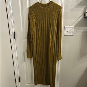 Mustard Knit Sweater Dress